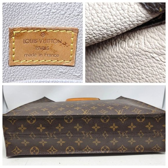 Louis Vuitton Sac Plat Monogram Canvas Leather Large Tote Bag Authentic MI0041 - Picture 10 of 12